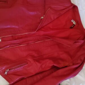 Red leather jacket
